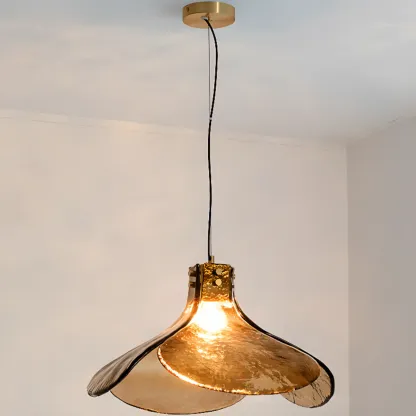 Modern Gold Glass Petals Pendant Light for Living Room Image - 7