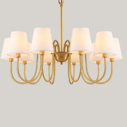 6-Light Modern Chain Fabric Chandelier for Dining Room Image - 9