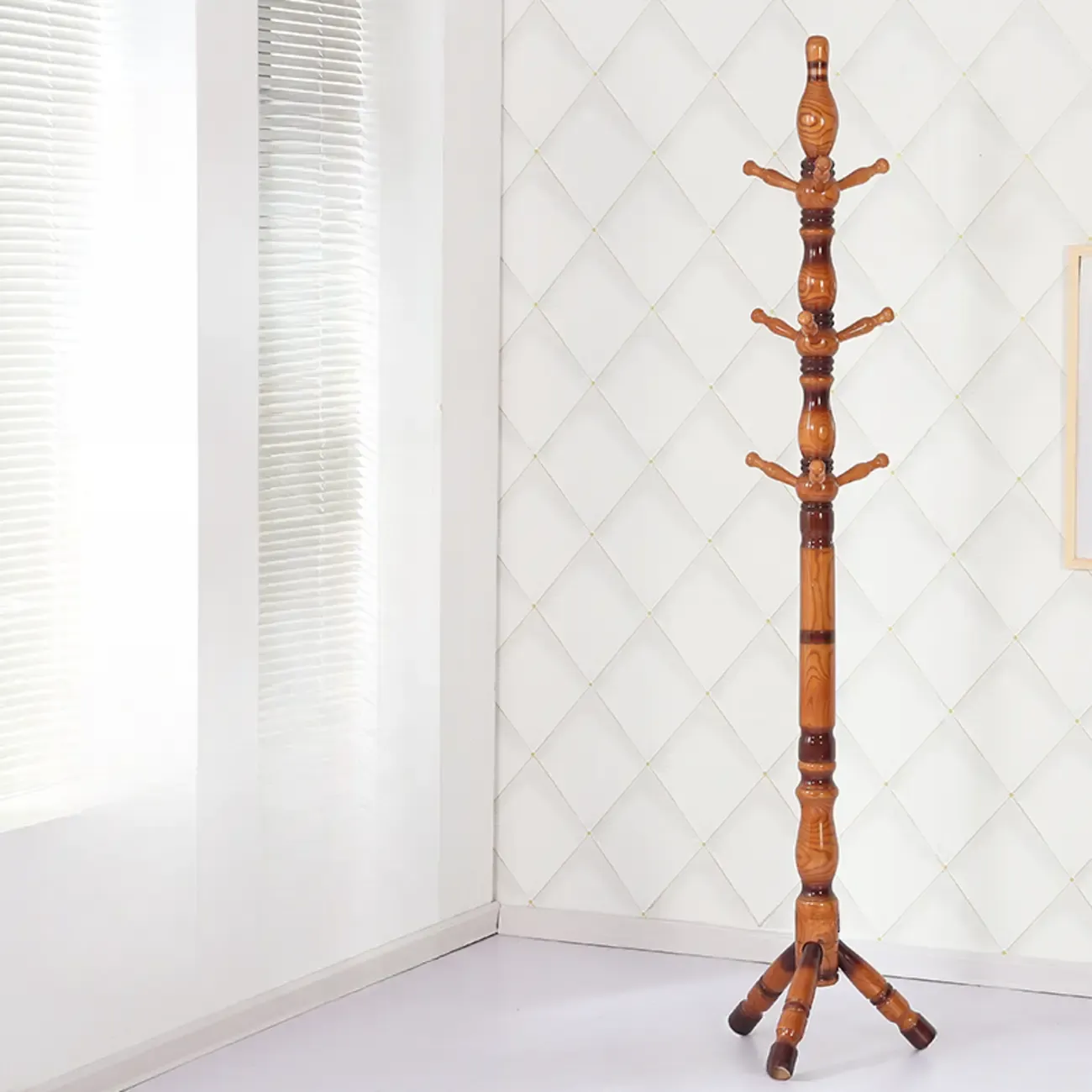 Elegant Walnut Hall Tree with Round Base Image - 9