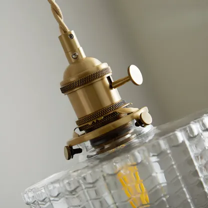 Modern Clear Glass Stripe Lampshade Pendant Light for Dining Room Image - 18