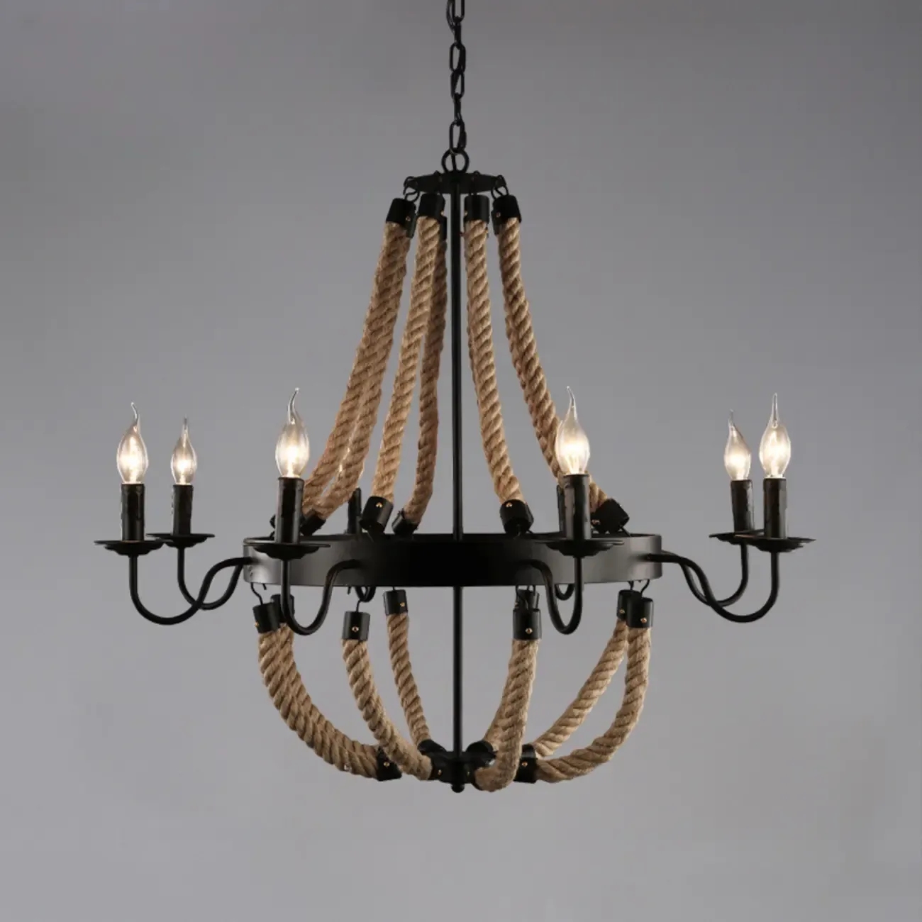 Industrial Vintage Iron Chandelier with 	Adjustable Height Image - 18