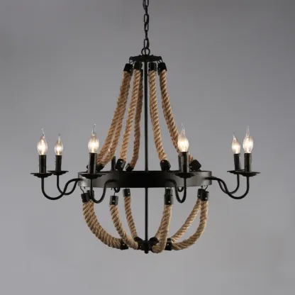 Industrial Vintage Iron Chandelier with 	Adjustable Height Image - 18