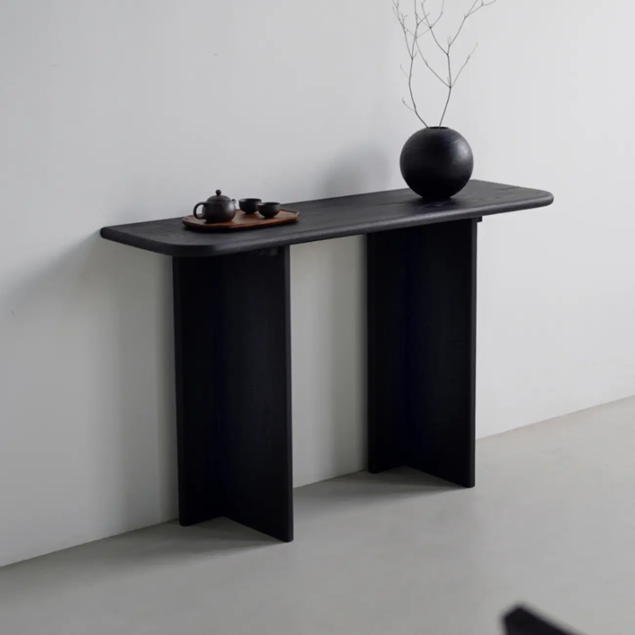 Modern Rectangle Black Ash Console Table Image - 4 | homeyfad