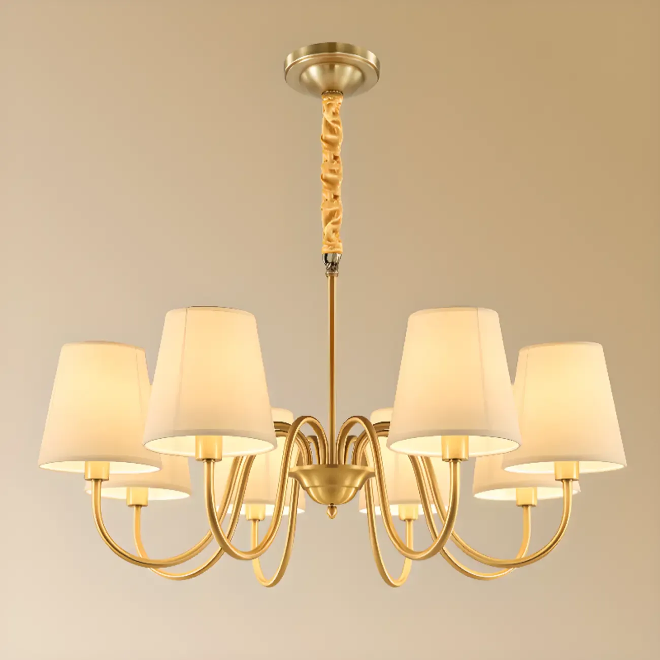 6-Light Modern Chain Fabric Chandelier for Dining Room Image - 10