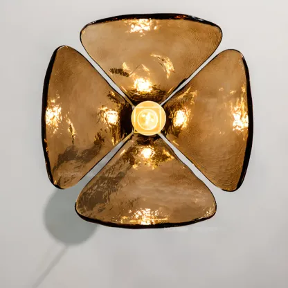 Modern Gold Glass Petals Pendant Light for Living Room Image - 8