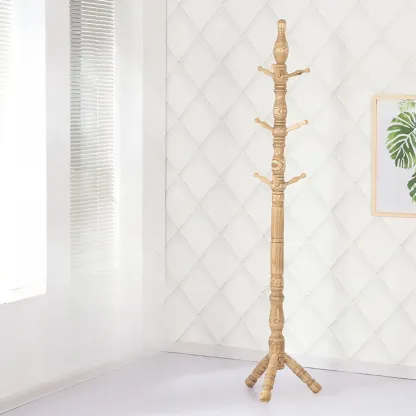 Elegant Walnut Hall Tree with Round Base Image - 10