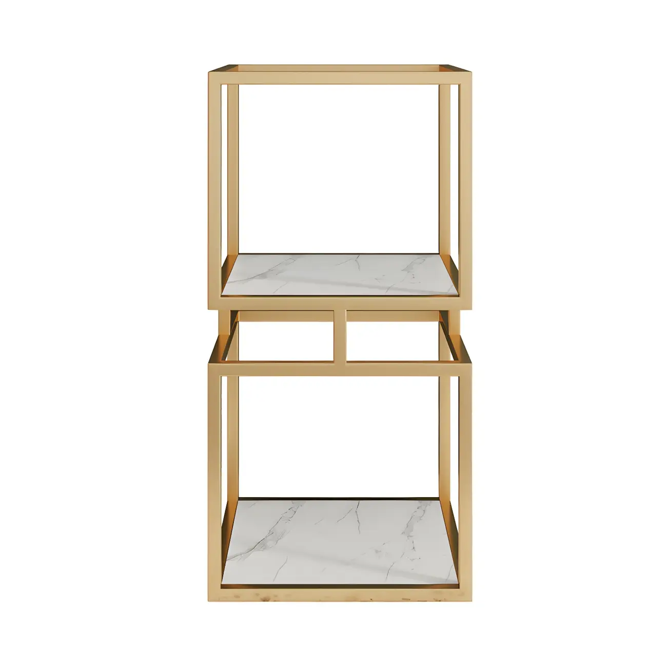 Modern Cube Bookcase with Metal Tower Display Shelf in Black & Gold Image - 8 | homeyfad