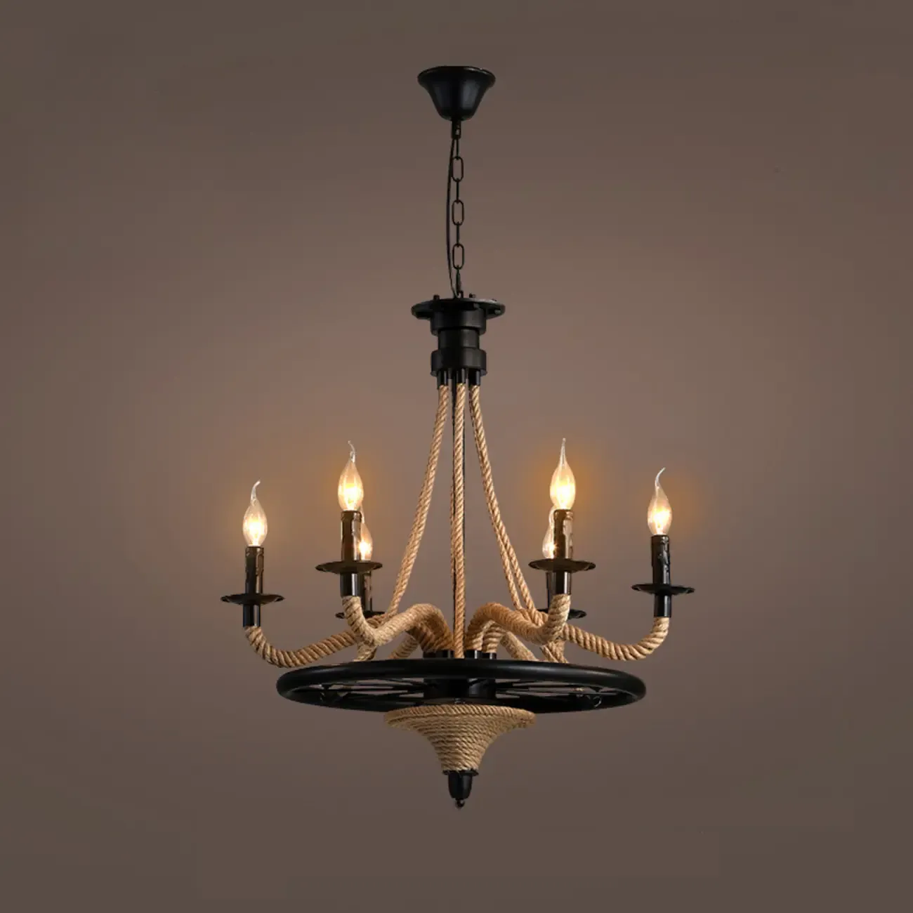 Industrial Vintage Iron Chandelier with 	Adjustable Height Image - 19