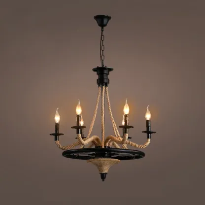 Industrial Vintage Iron Chandelier with 	Adjustable Height Image - 19