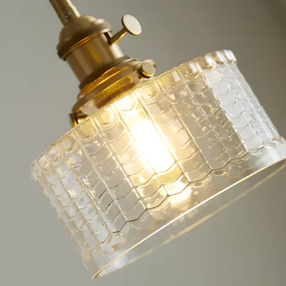 Modern Clear Glass Stripe Lampshade Pendant Light for Dining Room Image - 19