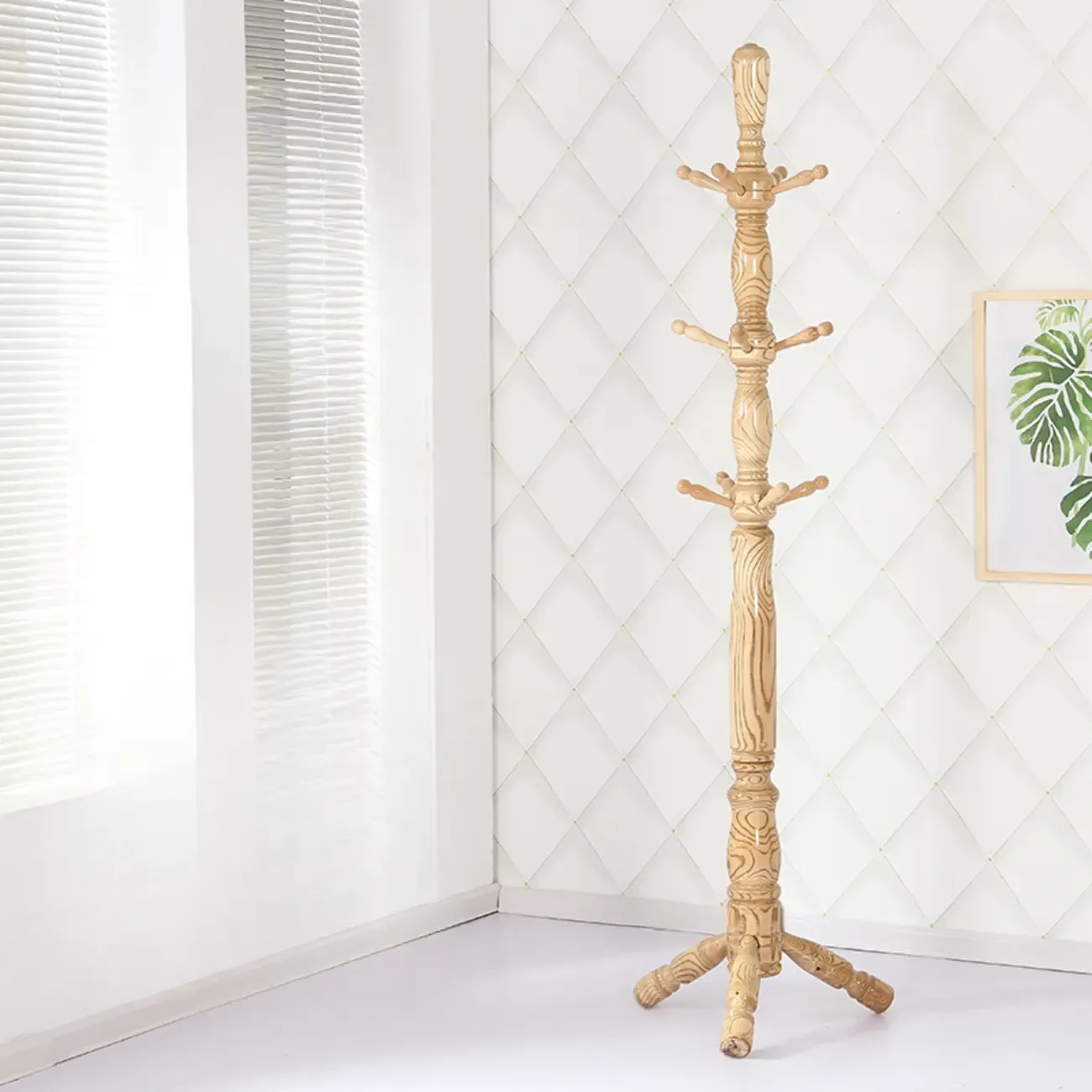 Elegant Walnut Hall Tree with Round Base Image - 11
