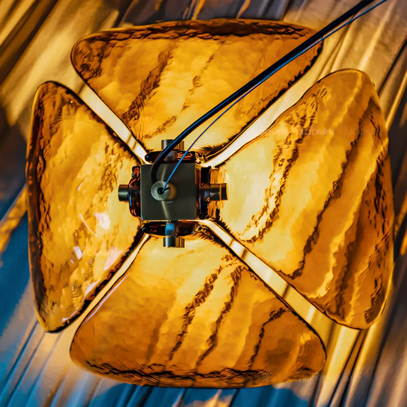 Modern Gold Glass Petals Pendant Light for Living Room Image - 9