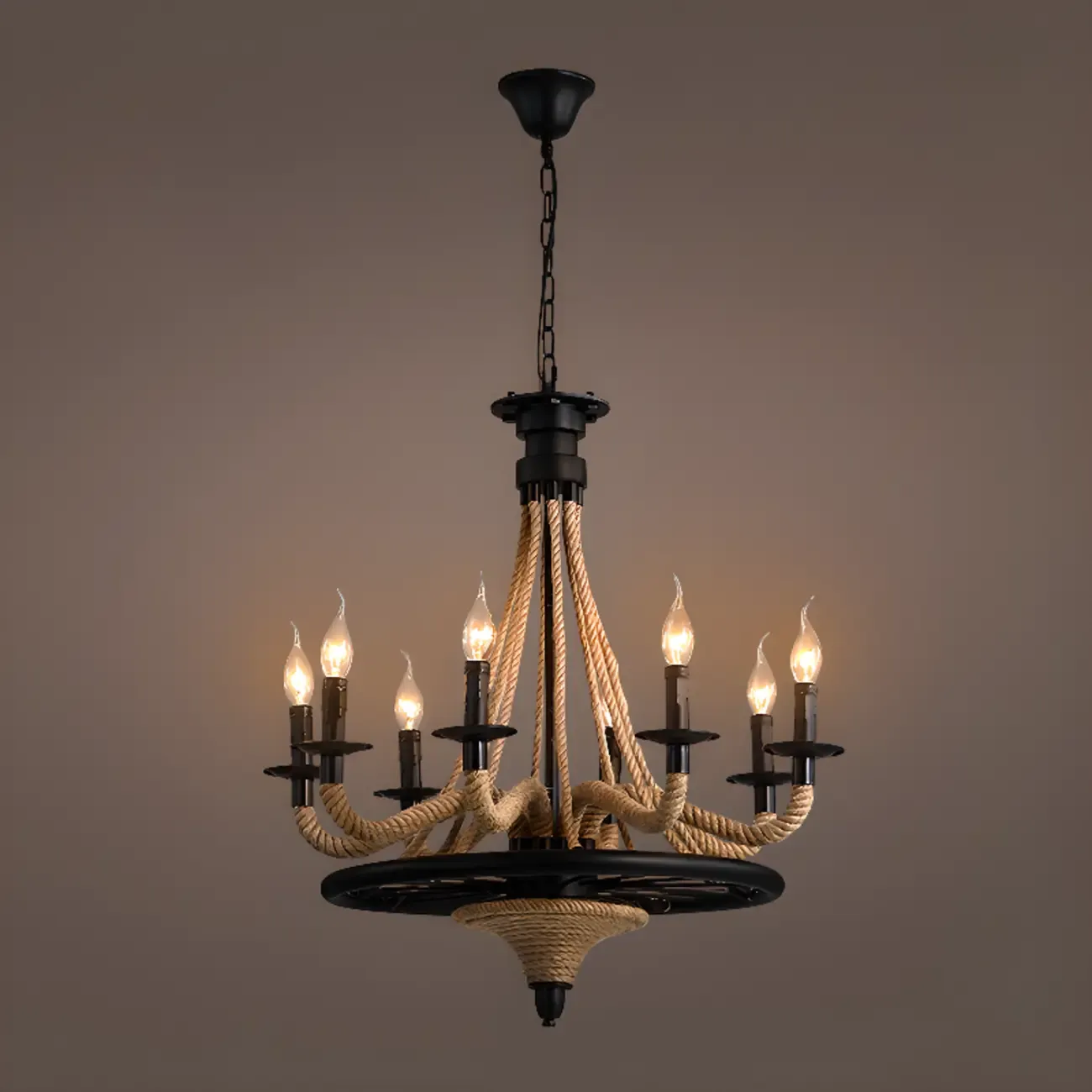 Industrial Vintage Iron Chandelier with 	Adjustable Height Image - 20