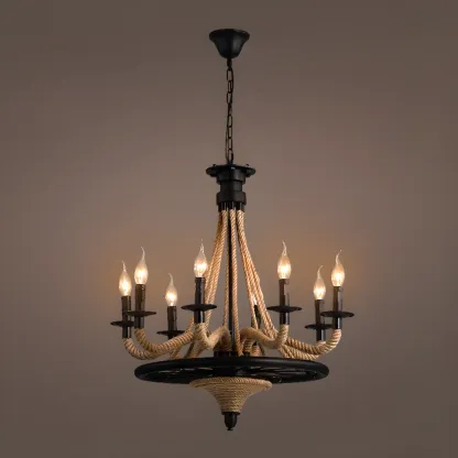 Industrial Vintage Iron Chandelier with 	Adjustable Height Image - 20