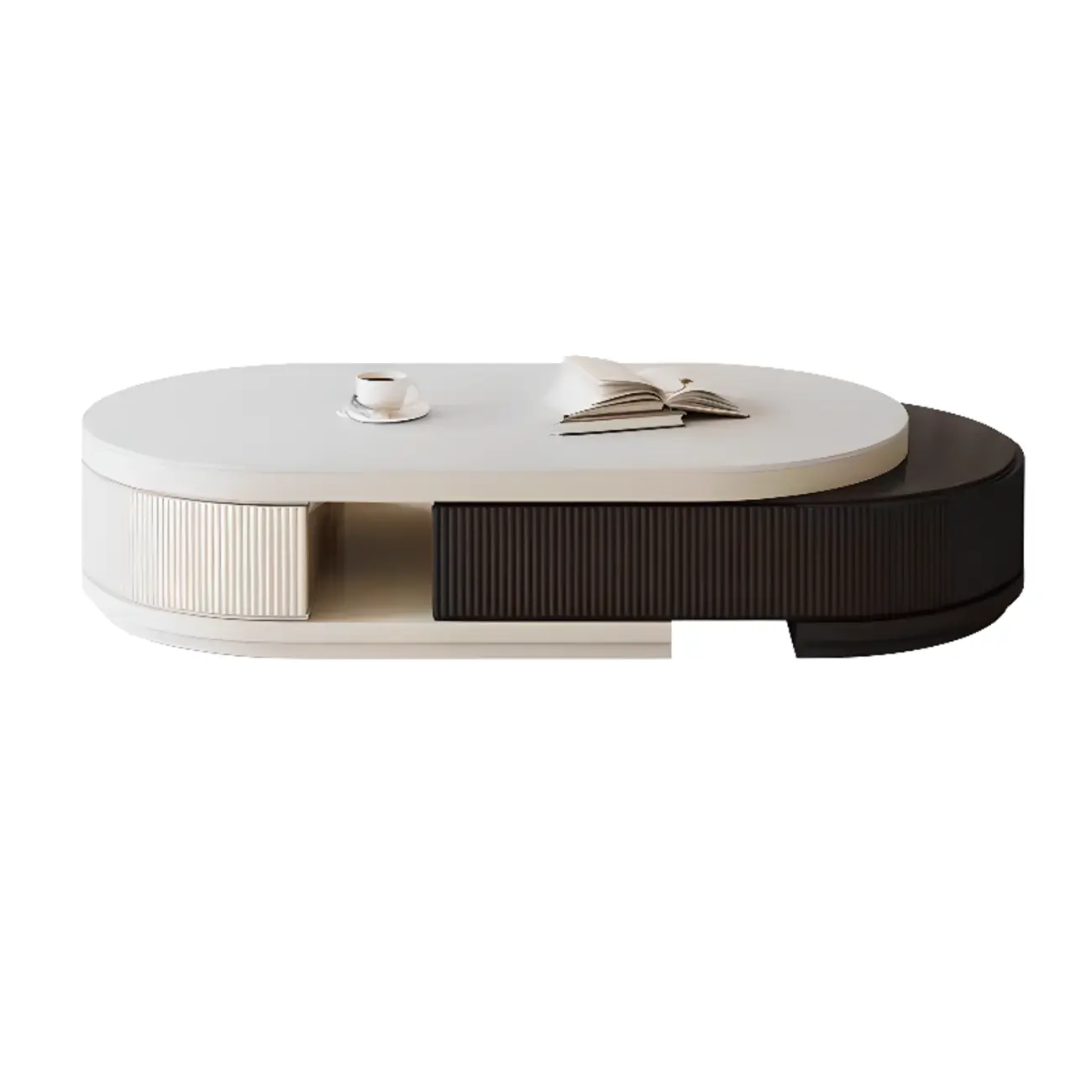 Modern Rectangular White Coffee Table with Extendable Design  Image - 3 | homeyfad