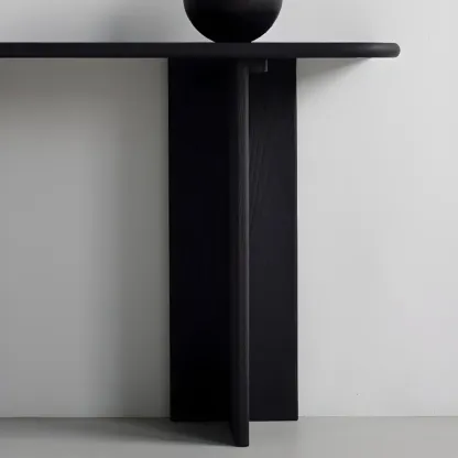 Modern Rectangle Black Ash Console Table Image - 6
