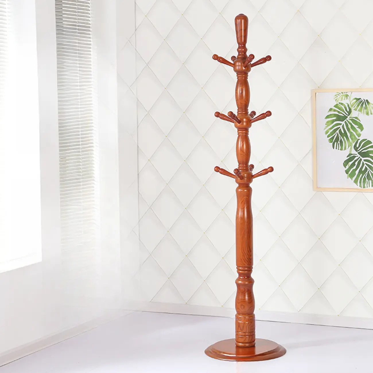 Elegant Walnut Hall Tree with Round Base Image - 12 | homeyfad