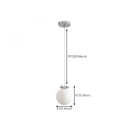 Modern Small White Globe LED Pendant Light for Living Room #size