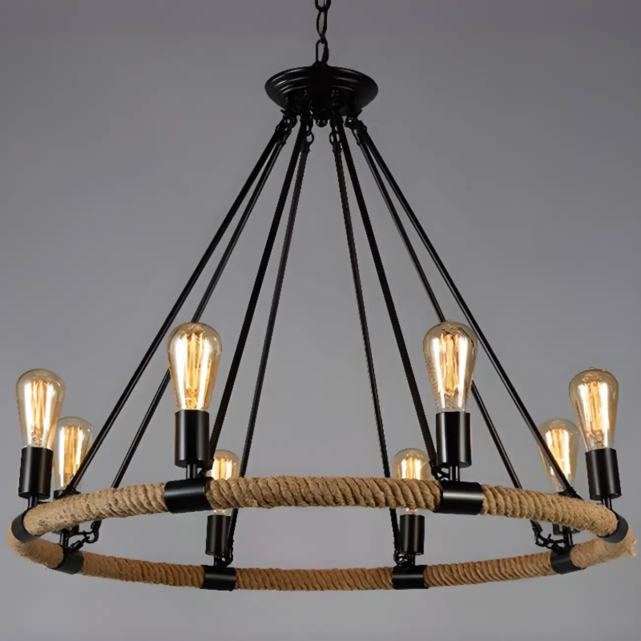 Industrial Vintage Iron Chandelier with 	Adjustable Height Image - 21