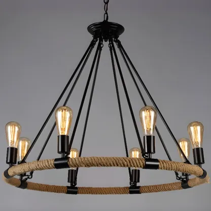 Industrial Vintage Iron Chandelier with 	Adjustable Height Image - 21