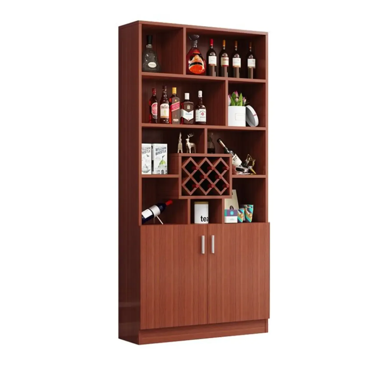 Modern Wooden Wine Rack Large Liquor Cabinet with Storage | HomeyFad