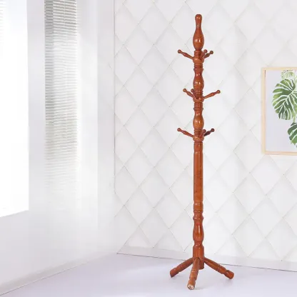 Elegant Walnut Hall Tree with Round Base Image - 13