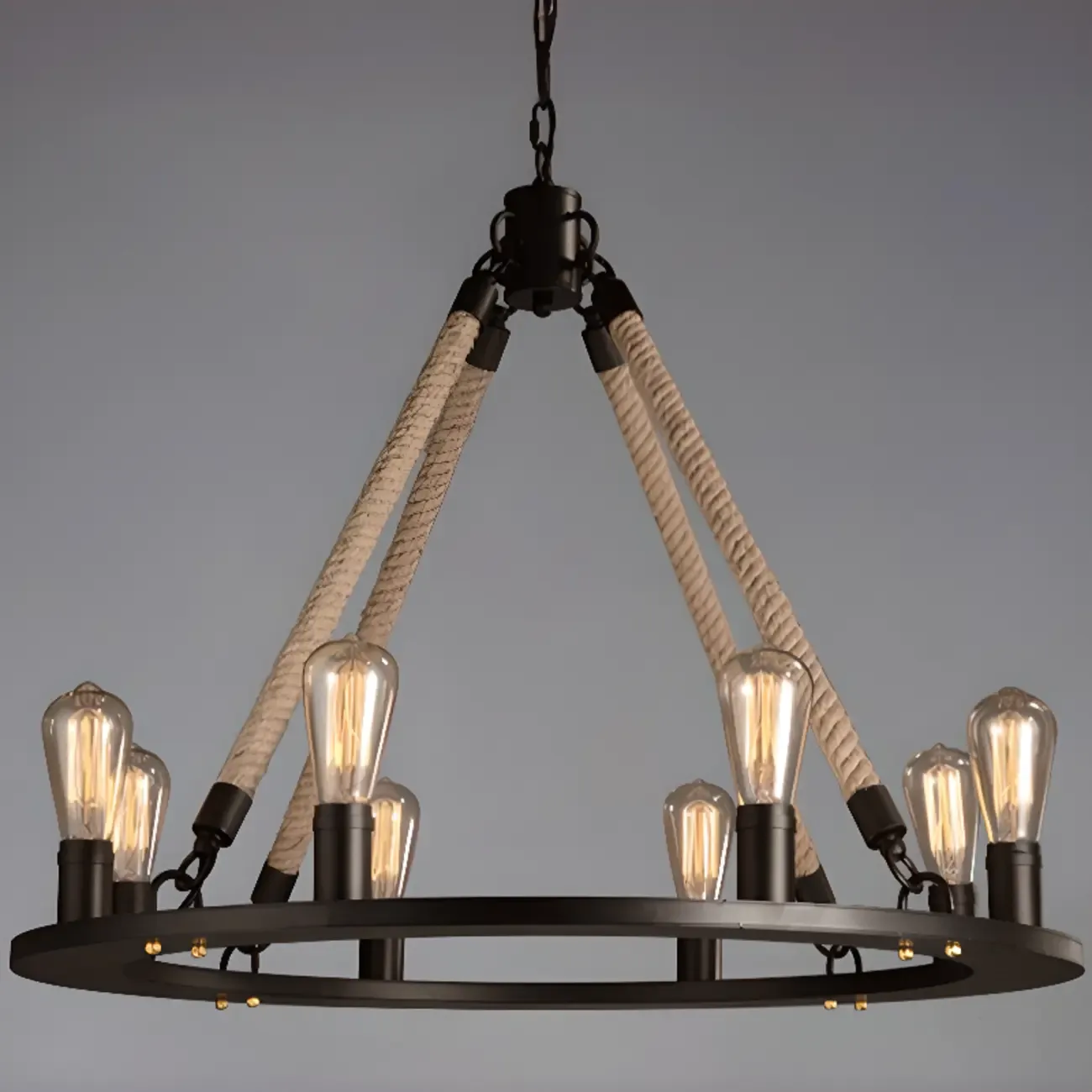 Industrial Vintage Iron Chandelier with 	Adjustable Height Image - 22