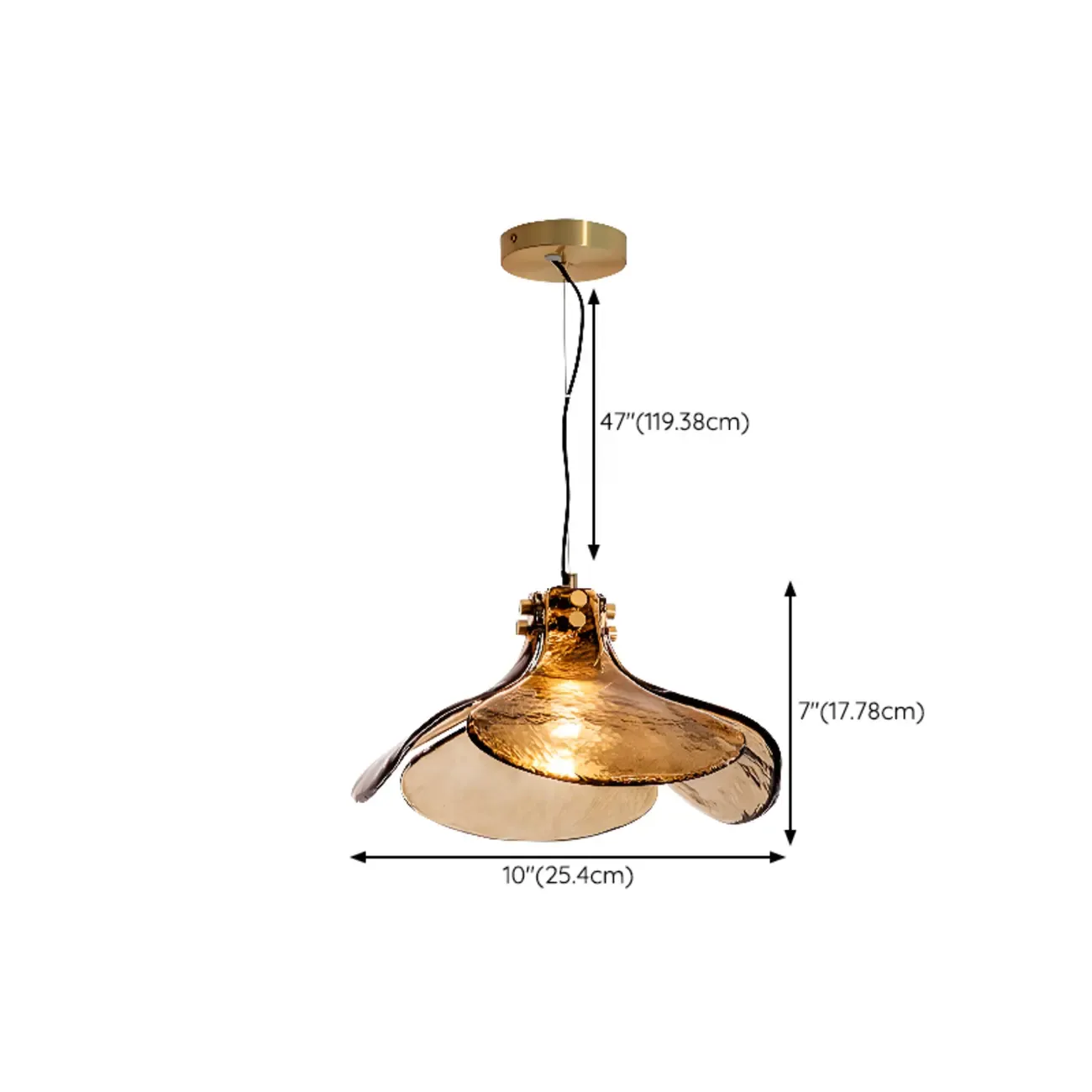 Modern Gold Glass Petals Pendant Light for Living Room #size