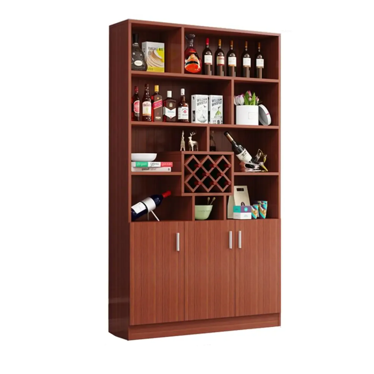 Modern Wooden Wine Rack with Glass Holder Image - 13