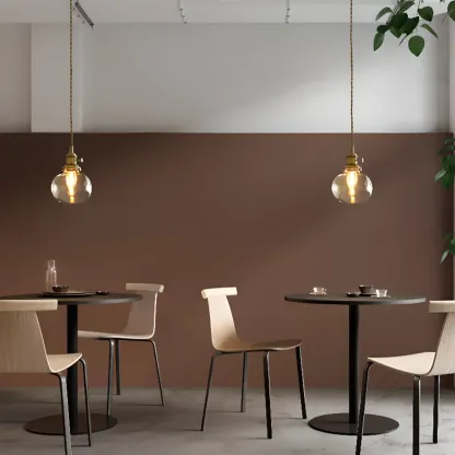 Modern Clear Glass Stripe Lampshade Pendant Light for Dining Room Image - 23