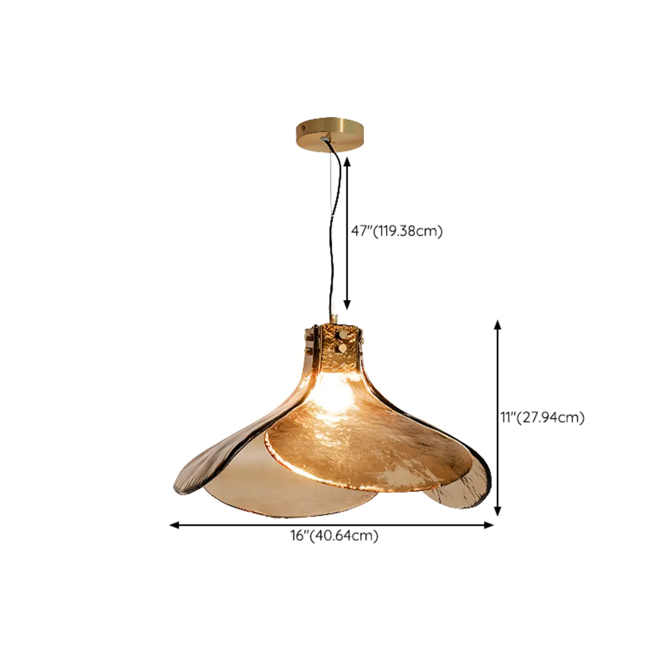 Modern Gold Glass Petals Pendant Light for Living Room Image - 12 | homeyfad