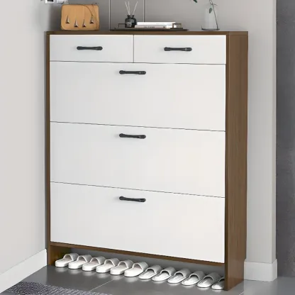 Hallway Wooden Shoe Storage Cabinet with Flip Doors Image - 11
