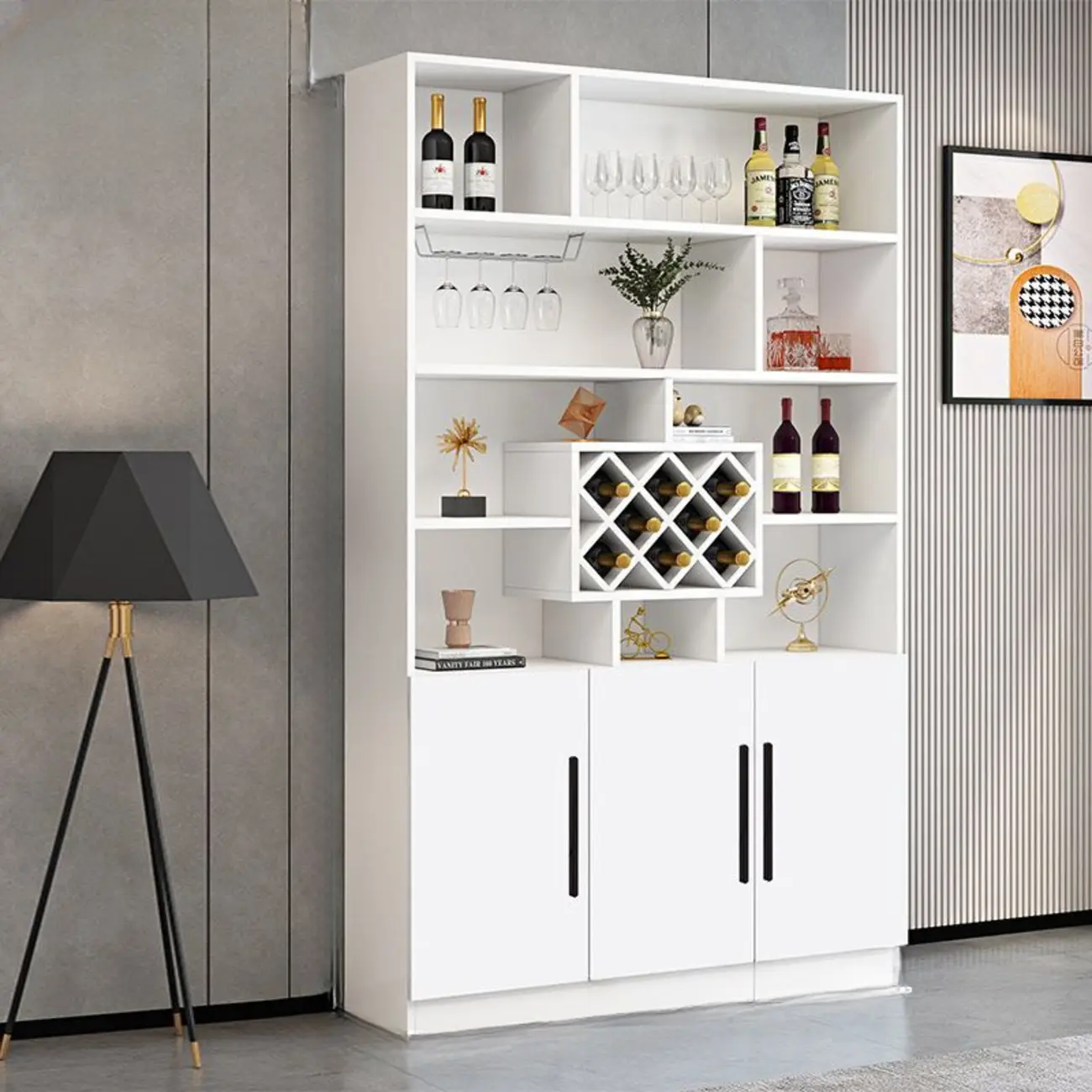 Modern Wooden Wine Rack with Glass Holder Image - 14 | homeyfad