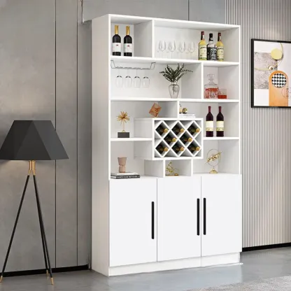 Modern Wooden Wine Rack with Glass Holder Image - 14