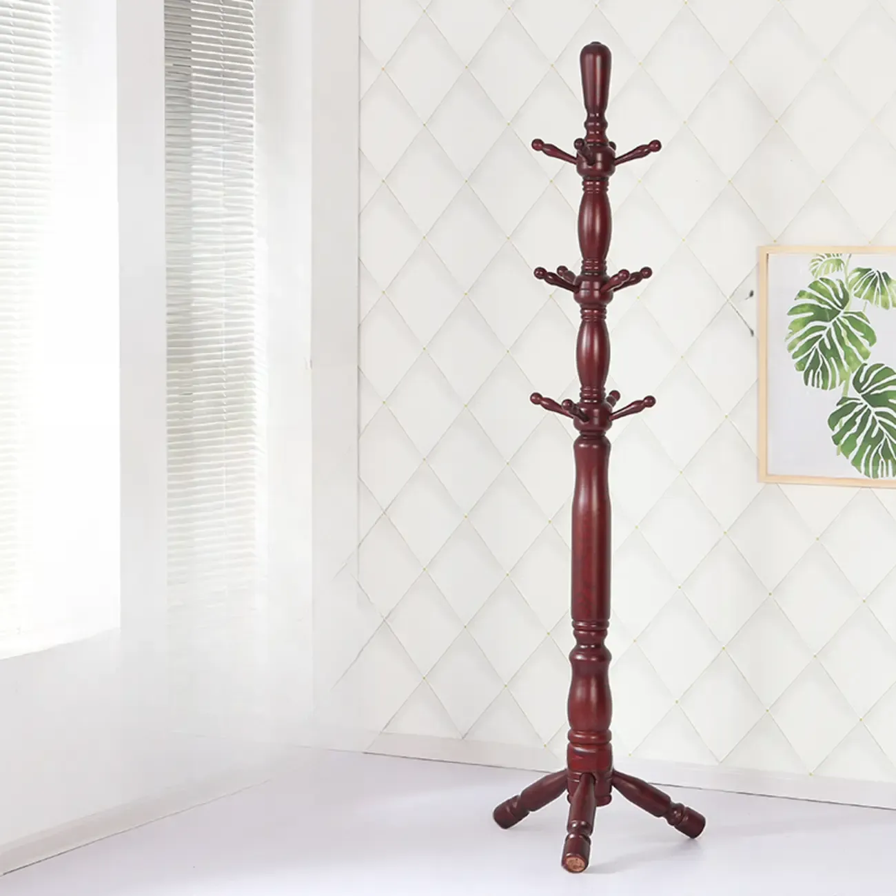 Elegant Walnut Hall Tree with Round Base Image - 15