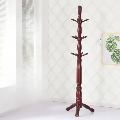 Elegant Walnut Hall Tree with Round Base Image - 15