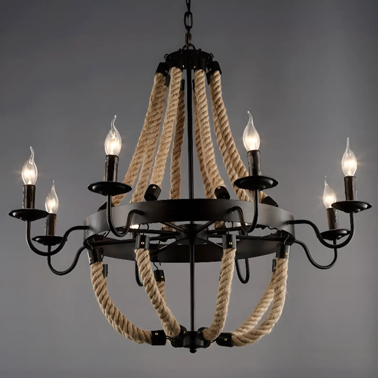 Industrial Vintage Iron Chandelier with 	Adjustable Height Image - 23 | homeyfad