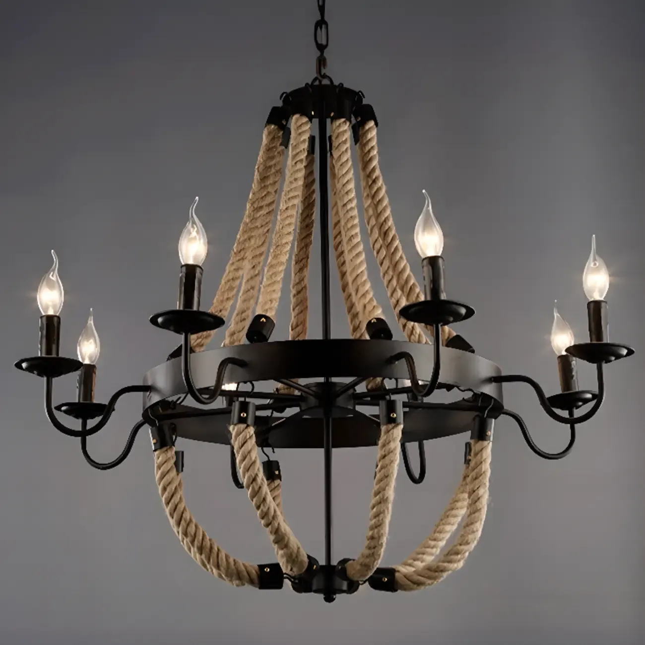 Industrial Vintage Iron Chandelier with 	Adjustable Height Image - 23