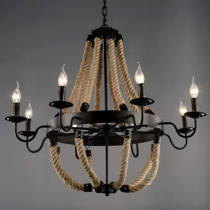 Industrial Vintage Iron Chandelier with 	Adjustable Height Image - 23