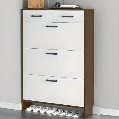 Hallway Wooden Shoe Storage Cabinet with Flip Doors Image - 12
