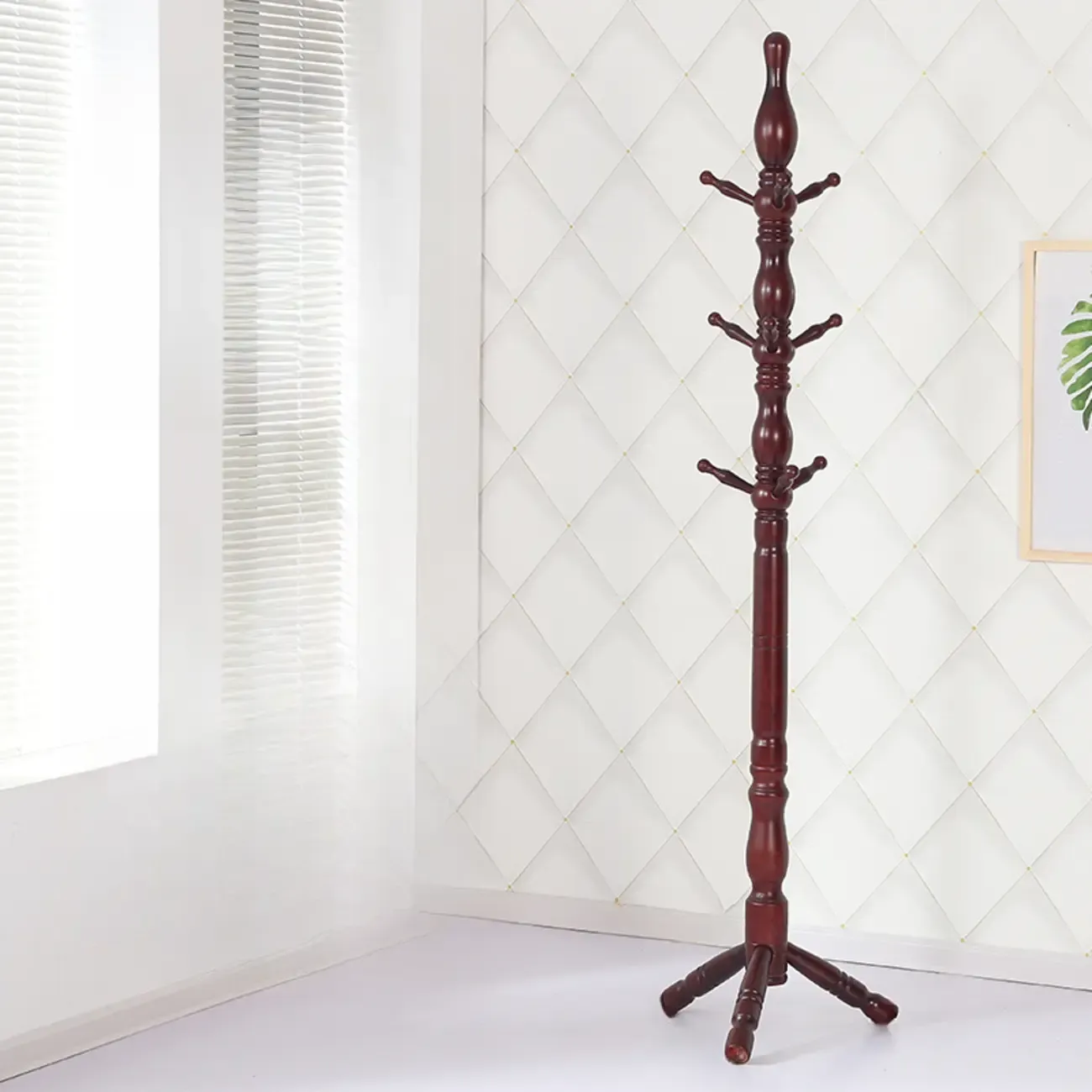 Elegant Walnut Hall Tree with Round Base Image - 16