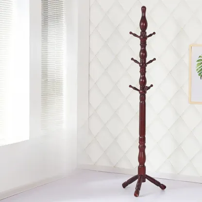 Elegant Walnut Hall Tree with Round Base Image - 16
