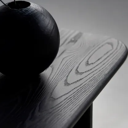 Modern Rectangle Black Ash Console Table Image - 10