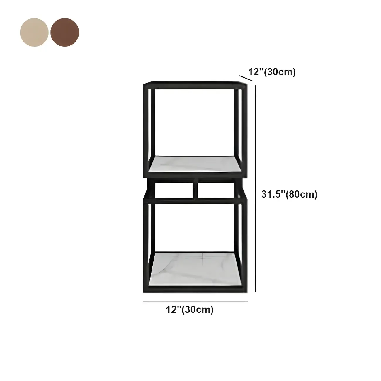 Modern Cube Bookcase with Metal Tower Display Shelf in Black & Gold #size