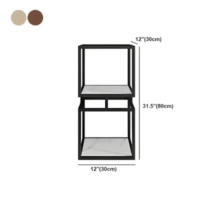 Modern Cube Bookcase with Metal Tower Display Shelf in Black & Gold #size