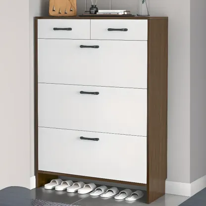 Hallway Wooden Shoe Storage Cabinet with Flip Doors Image - 13