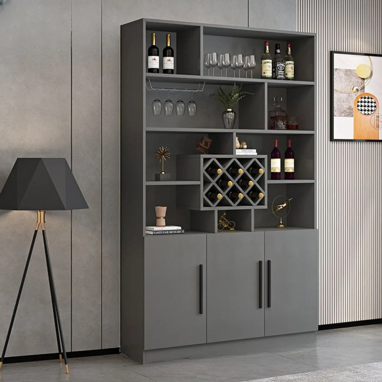 Modern Wooden Wine Rack with Glass Holder Image - 16 | homeyfad