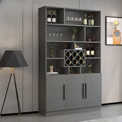 Modern Wooden Wine Rack with Glass Holder Image - 16