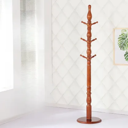 Elegant Walnut Hall Tree with Round Base Image - 17