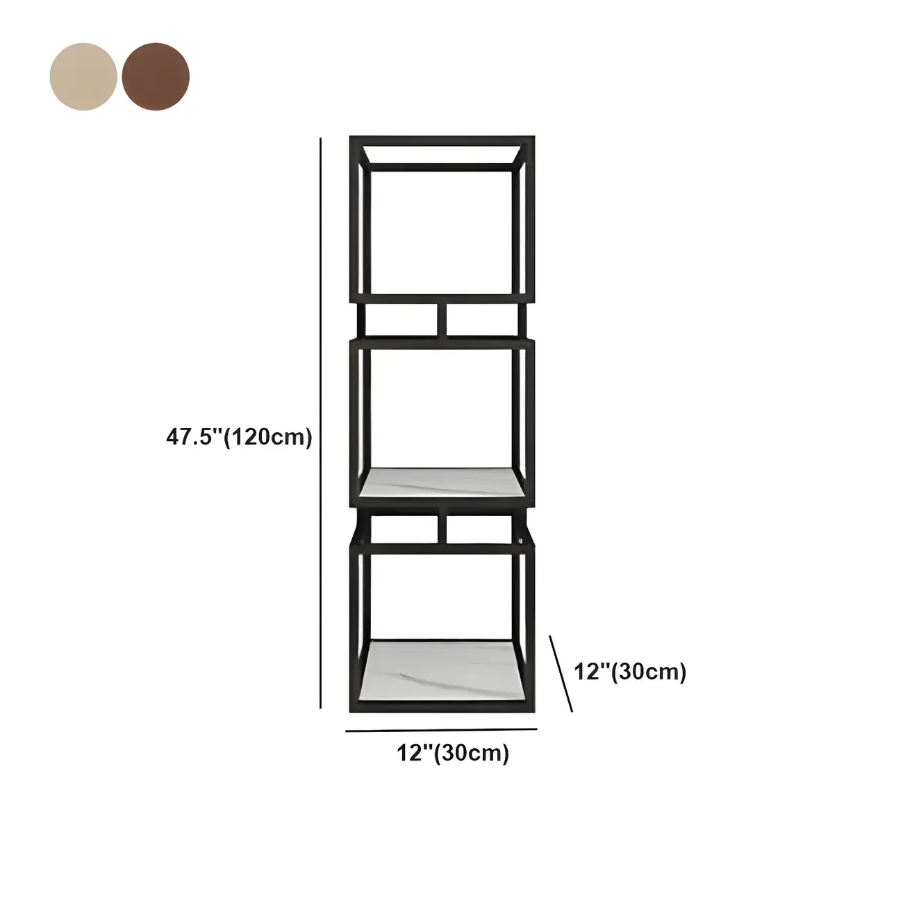 Modern Cube Bookcase with Metal Tower Display Shelf in Black & Gold Image - 15